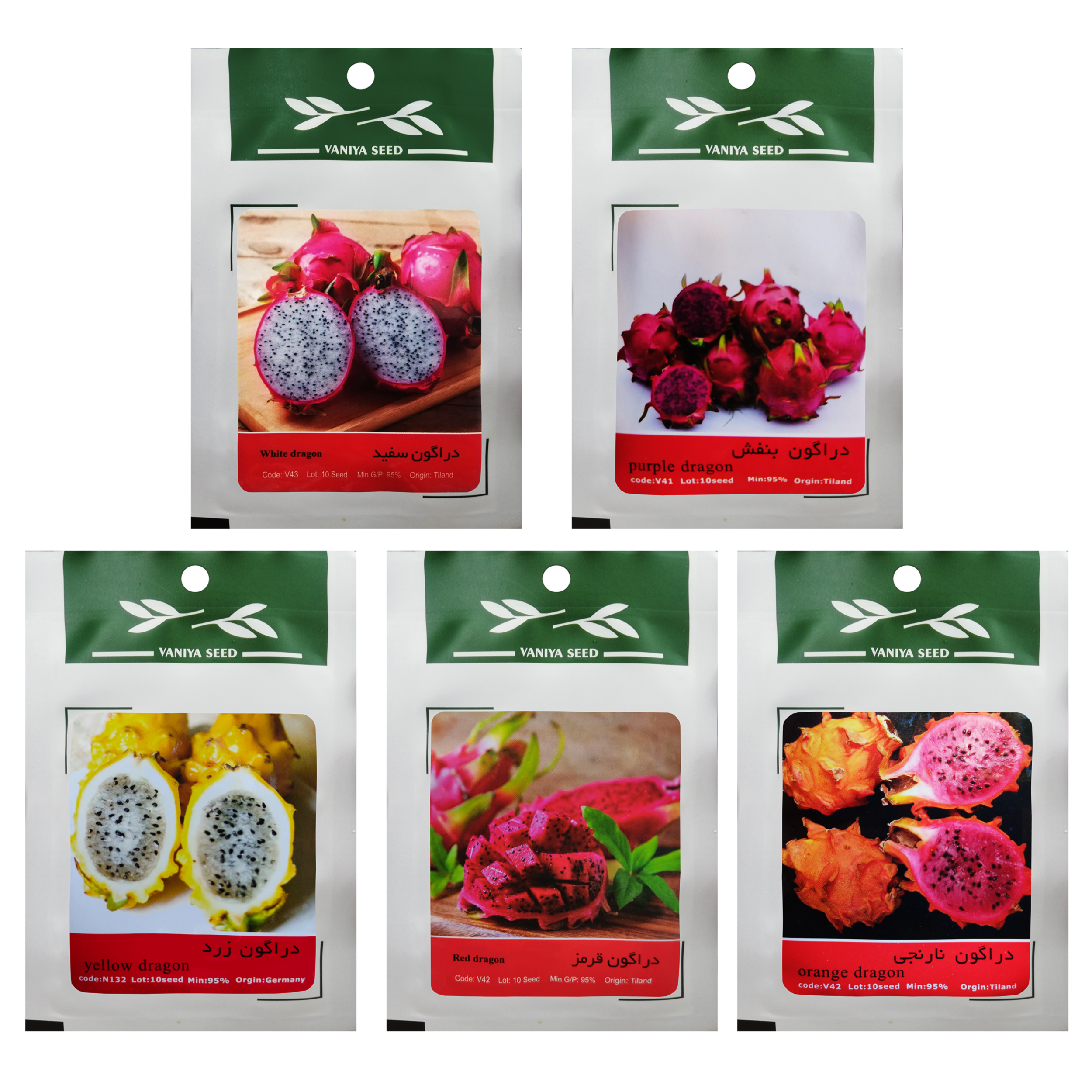 بذر میوه دراگون فروت وانیا سید مدل M1 مجموعه 5 عددی 