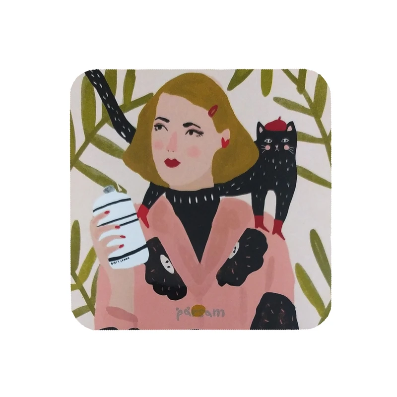 تابلو شاسی مدل نقاشی گربه و دختر کد 54