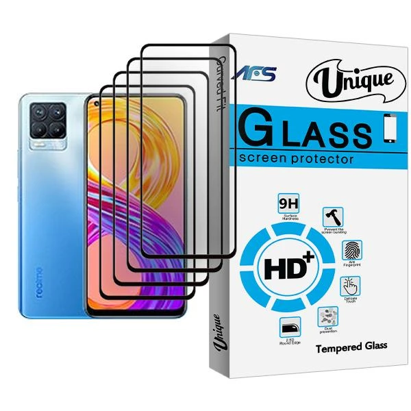 محافظ صفحه نمایش ای اف اس مدل Unique Glass MIX004 مناسب برای گوشی موبایل ریلمی 8 Pro بسته چهار عددی