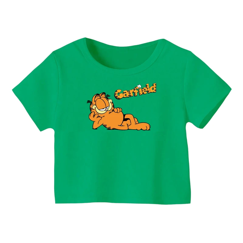کراپ‌ تی‌شرت آستین کوتاه زنانه مدل گارفیلد کد ۲