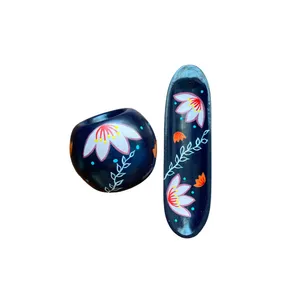 جاشمعی سفالی مدل گل پامچال کد 09 به همراه جاعودی