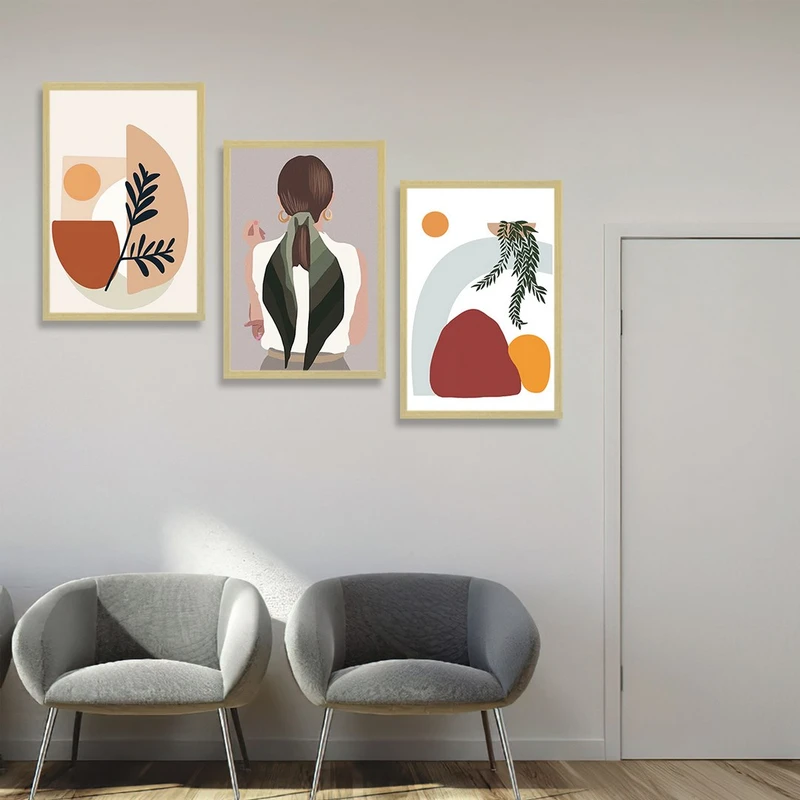 تابلو بکلیت طرح دکوراتیو مینیمال مدل شاین اکلیلی BE-1488 مجموعه 3 عددی