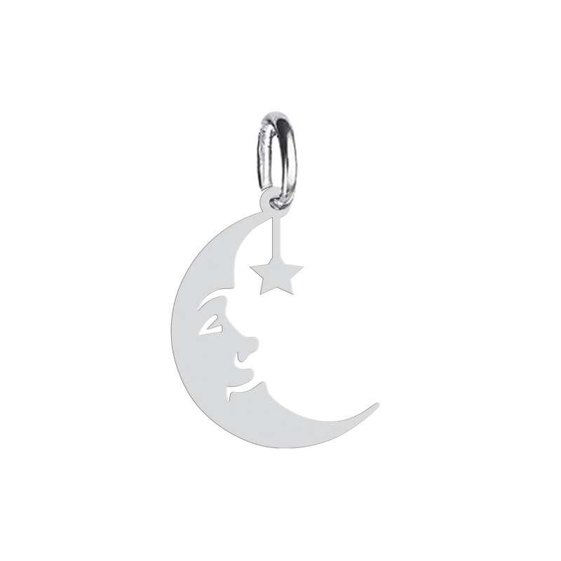 آویز گردنبند نقره هایکا طرح ماه و ستاره مدل n.ha 330