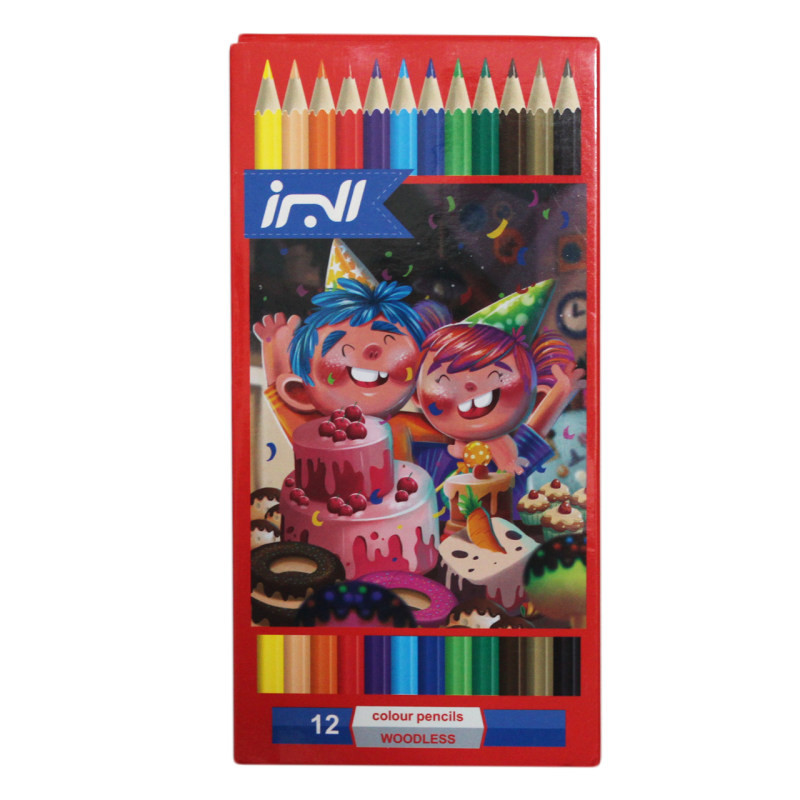 مداد رنگی 12 رنگ البرز مدل woodless بسته 12 عددی