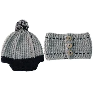 ست کلاه و شال گردن بافتنی پسرانه مدل V104