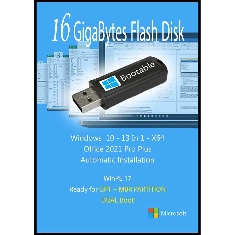 سیستم عامل Windows 10 - 13 In 1 - X64  Office 2021 Pro Plus نشر مایکروسافت