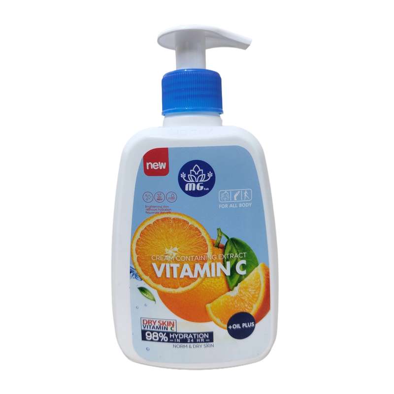 کرم آبرسان ام جی تک مدل پمپی ویتامین C حجم 350 میلی لیتر