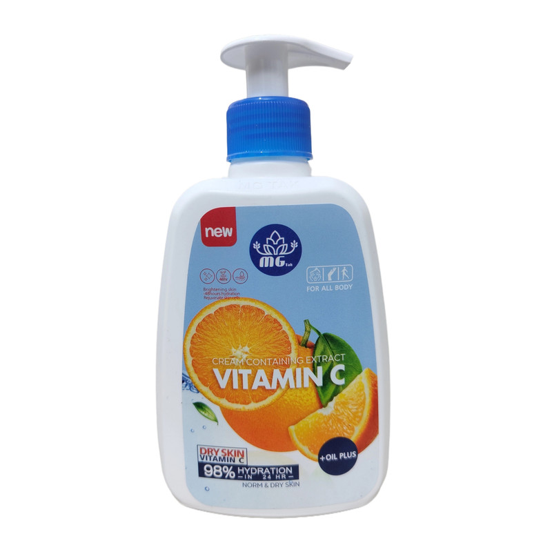 کرم آبرسان ام جی تک مدل پمپی ویتامین C حجم 350 میلی لیتر