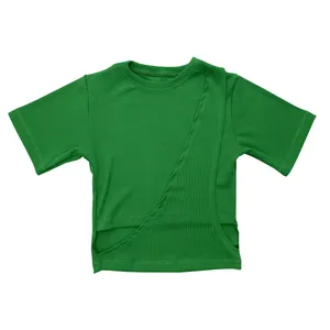 کراپ‌تاپ آستین کوتاه زنانه مدل یک طرفه کد 13-30 رنگ سبز