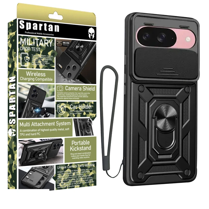 کاور اسپارتان مدل Defender Armor Strap مناسب برای گوشی موبایل گوگل Pixel 9 به همراه بند