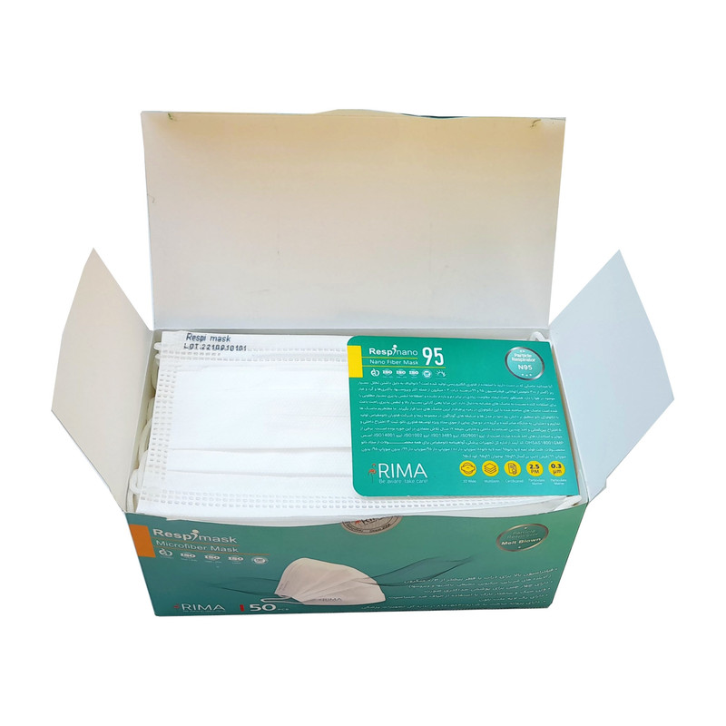 ماسک تنفسی ریما مدل سه لایه کد 3Ply-White بسته 50 عددی