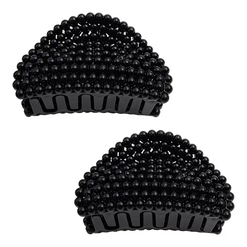 کلیپس مو زنانه مدل مروارید طرح نیم دایره KLP1053 بسته 2 عددی