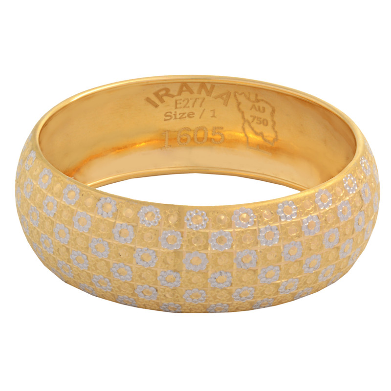 النگو طلا 18 عیار دخترانه طلای مستجابی مدل ایرانا طرح گل سایز 1 به همراه 50 سوت هدیه طلا