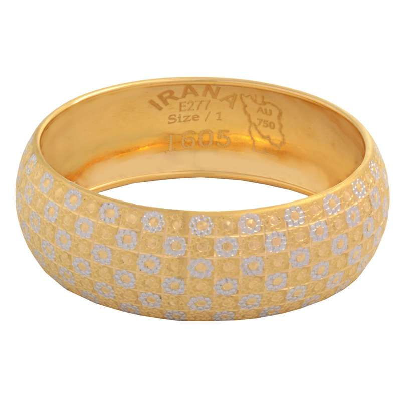 النگو طلا 18 عیار دخترانه طلای مستجابی مدل ایرانا طرح گل سایز 3