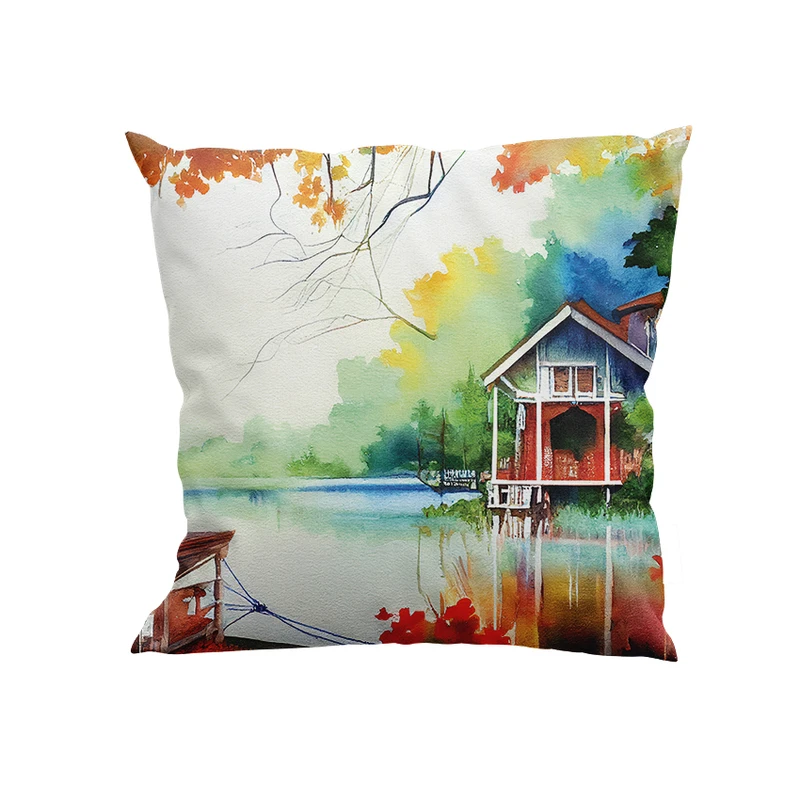 کوسن پاد آفرین مدل نقاشی آبرنگ طبیعت کد DKK182