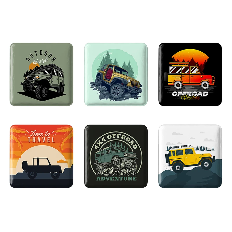 مگنت خندالو طرح آفرود OffRoad کد 1693B مجموعه 6 عددی