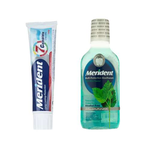 خمیر دندان مریدنت مدل کامل حجم 130 میلی لیتر به همراه دهان شویه مریدنت مدل mint حجم 330 میلی لیتر
