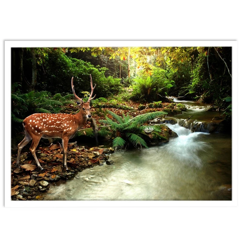 تابلو نوری بکلیت طرح طبیعت رودخانه و آهو مدل W-S1148