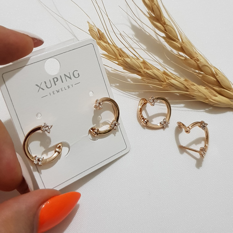 گوشواره زنانه ژوپینگ مدل دایره گل دار نگینی 416