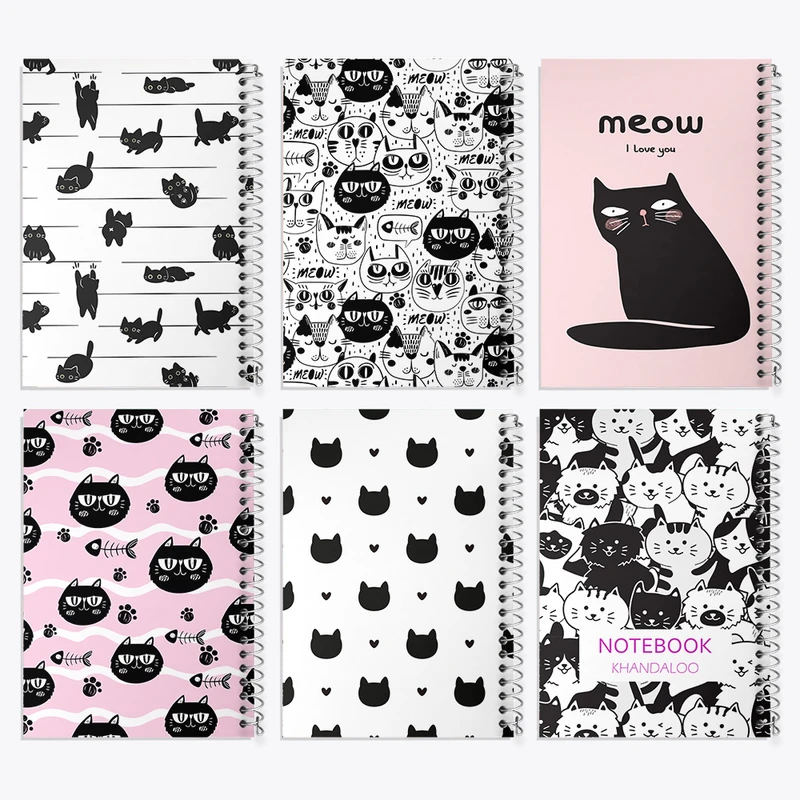 دفتر مشق 100 برگ خندالو طرح گربه بامزه کد 111 مجموعه 6 عددی