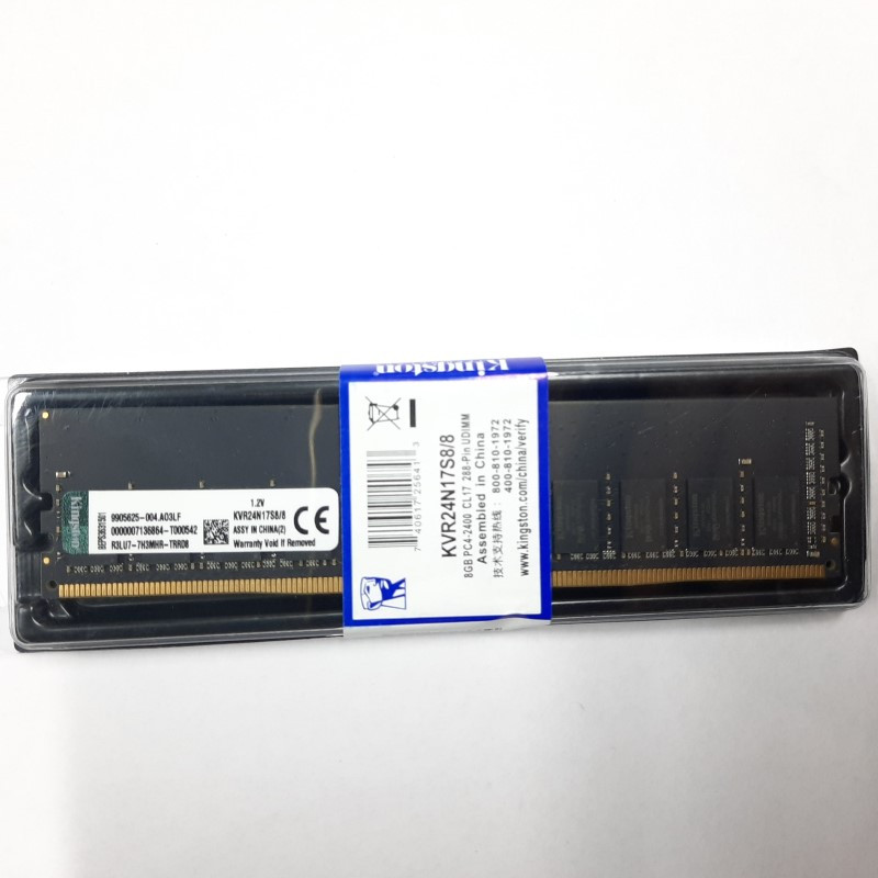 رم دسکتاپ DDR4 تک کاناله 2400 مگاهرتز cl17 کینگستون مدل kvr ظرفیت 8 گیگابایت