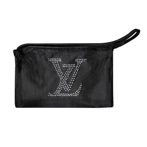 کیف لوازم آرایش زنانه مدل توری نگینی 01