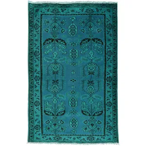 فرش دستبافت رنگ شده یک متری طرح وینتج کد 4554