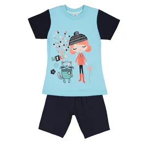 ست تی شرت و شلوارک دخترانه بانالی مدل دختر کد 3524