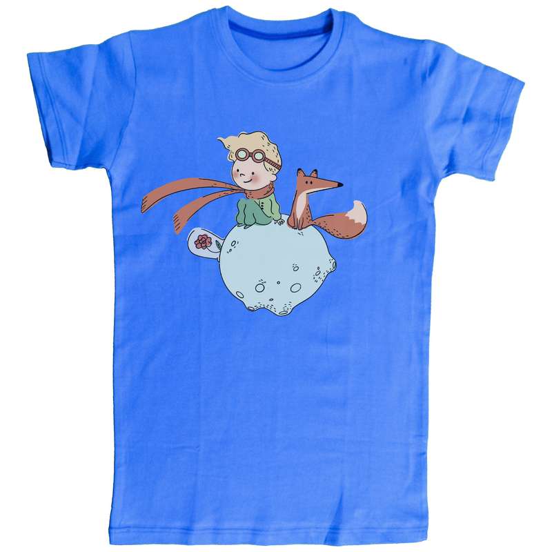 تی شرت آستین کوتاه بچگانه مدل پرنس کوچولو و روباه تمام پنبه تریکو