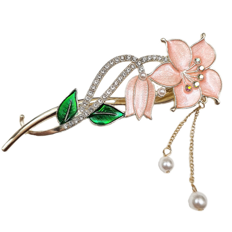 گیره مو زنانه مدل چفتی غنچه و گل پنج‌پر کد brg 888