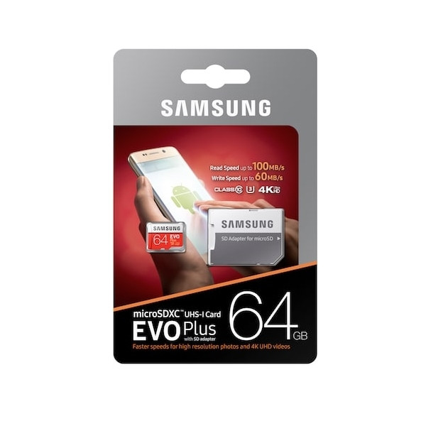کارت حافظه microSDXC سامسونگ مدل Evo Plus کلاس 10 استاندارد UHS-I U3 سرعت 100MBps ظرفیت 64 گیگابایت به همراه آداپتور SD