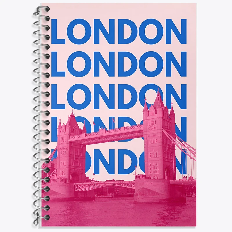 دفتر زبان 50 برگ خندالو مدل سه خط طرح لندن (London) کد F5956