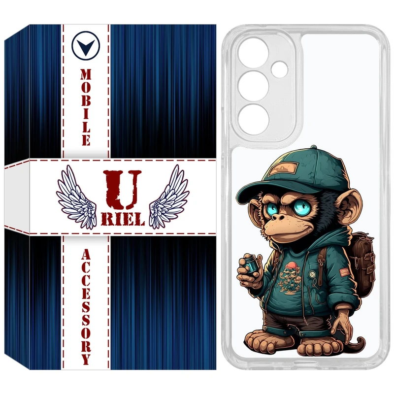 کاور یوریل مدل Clear کد 36 طرح میمون مناسب برای گوشی موبایل سامسونگ Galaxy A54