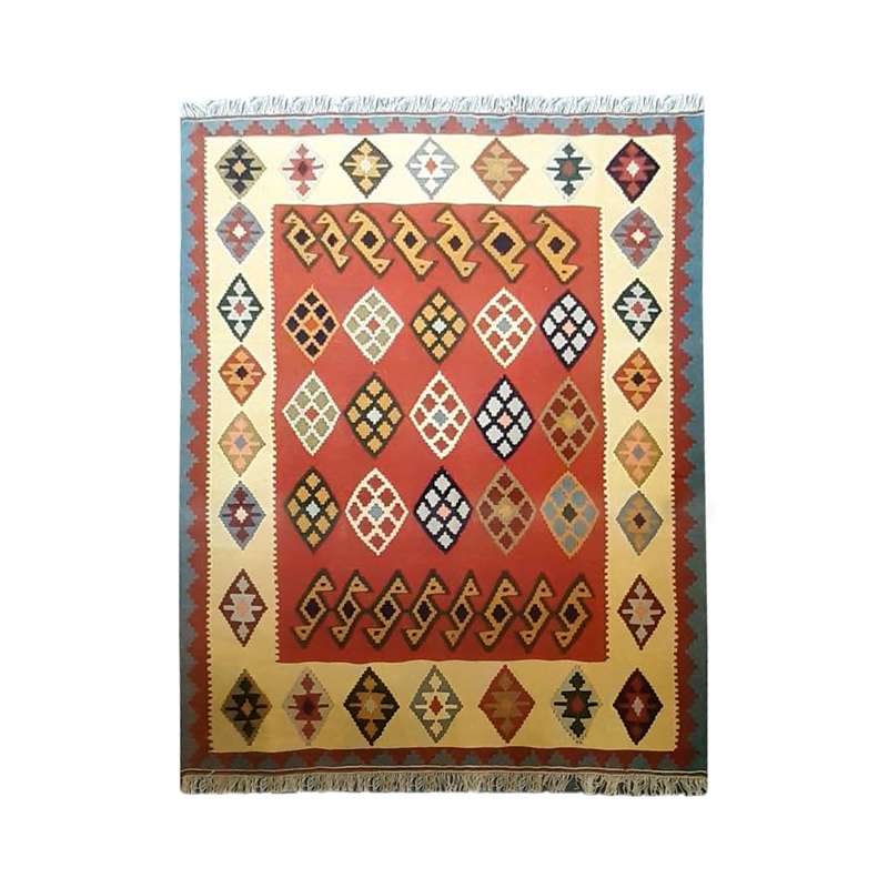 گلیم دستباف سه متری طرح لوزی مدل AG18