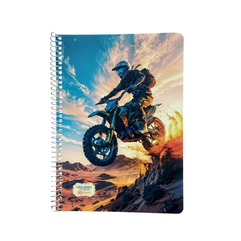 دفتر زبان 50 برگ گنجینه مدل سه خط طرح موتور