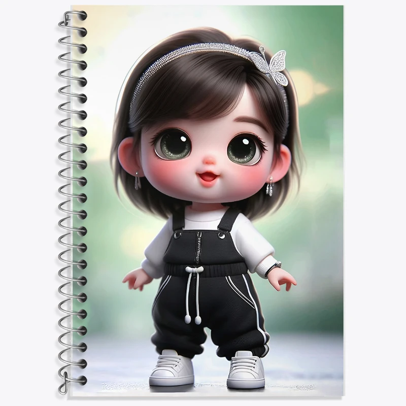 دفتر زبان 50 برگ خندالو مدل سه خط طرح دخترانه بامزه کد F5402