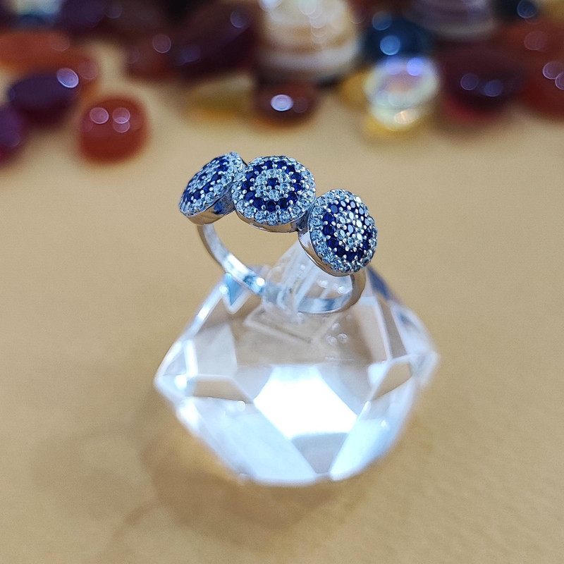 انگشتر نقره زنانه مدل حلقه چشم نظر کد RS2045