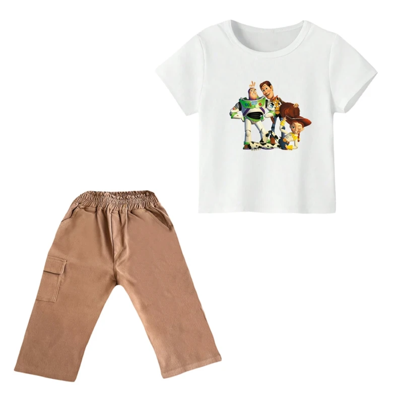 ست تی شرت و شلوارک پسرانه مدل داستان اسباب بازی کد ۶ رنگ سفید