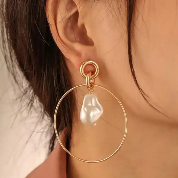 گوشواره زنانه مدل آویز مروارید کد 102030