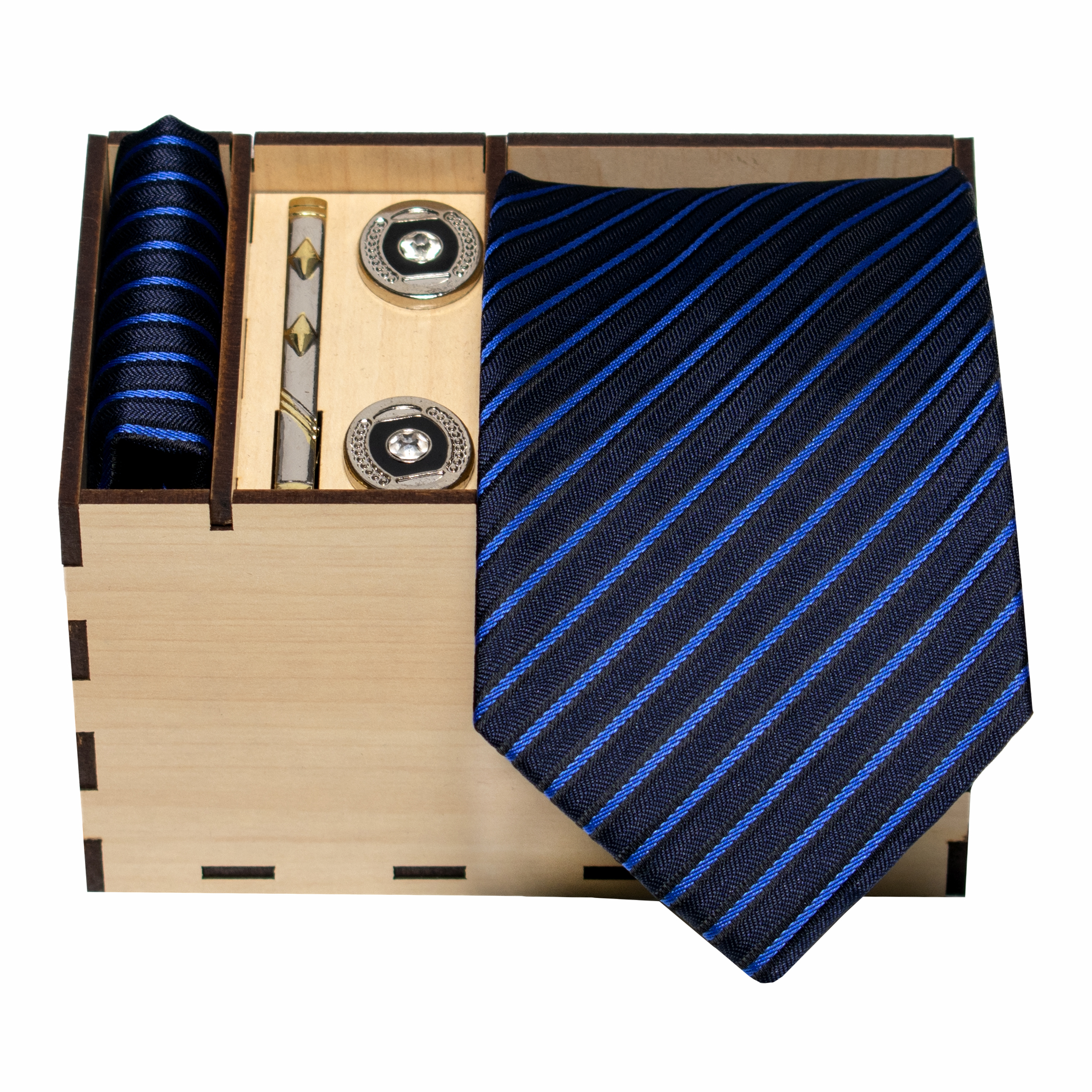 ست کراوات و دستمال جیب و دکمه سردست و گیره کراوات مردانه مدل 471