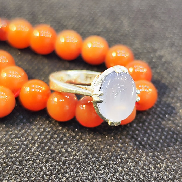 انگشتر نقره زنانه مدل سنگ عقیق یمانی کبود کد 350