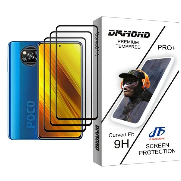 محافظ صفحه نمایش جی اف مدل Diamond Glass MIX003 مناسب برای گوشی موبایل شیائومی Poco X3 NFC بسته سه عددی