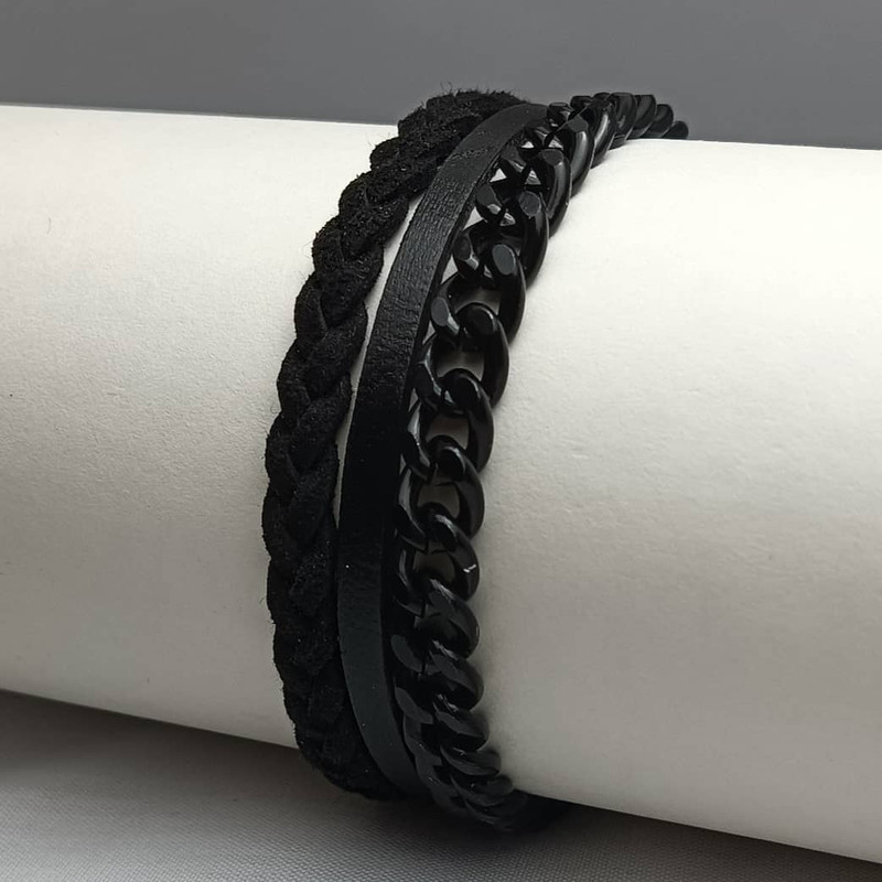 دستبند مردانه مدل چرمی کد 01