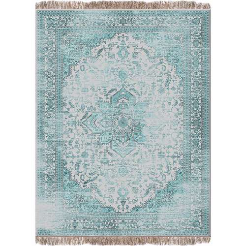 فرش ماشینی 1200 شانه فرش پردیسان دلیجان زمینه ابی حاشیه طوسی کد 1025b