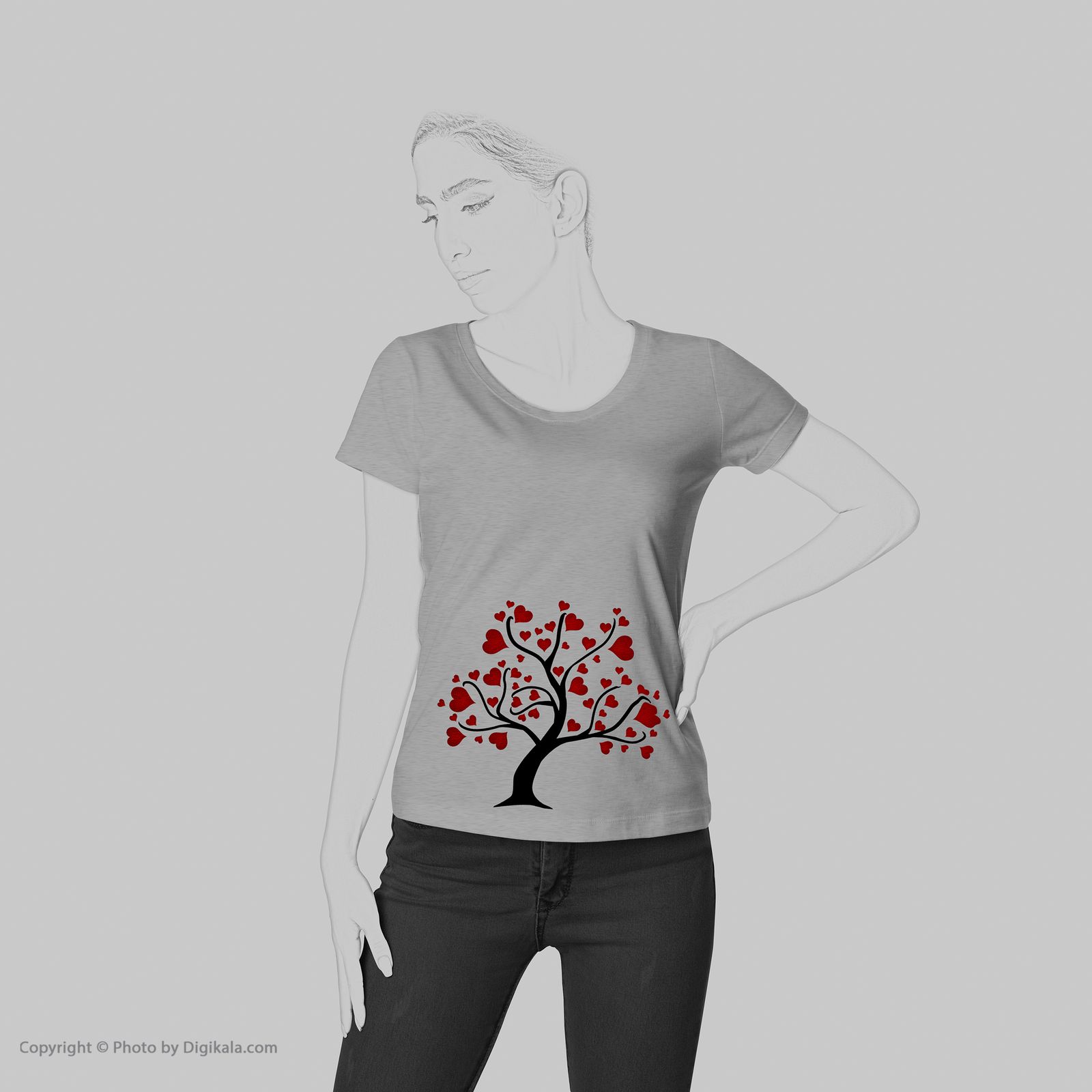 تیشرت زنانه طرح درخت قلب کد R159 -  - 4