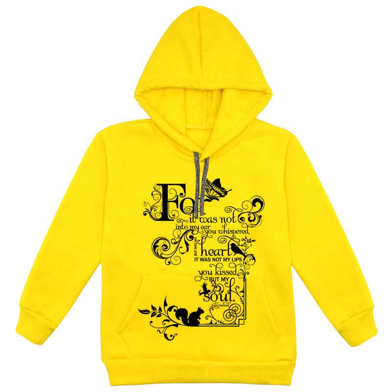 هودی دخترانه مدل F75 FOR رنگ زرد