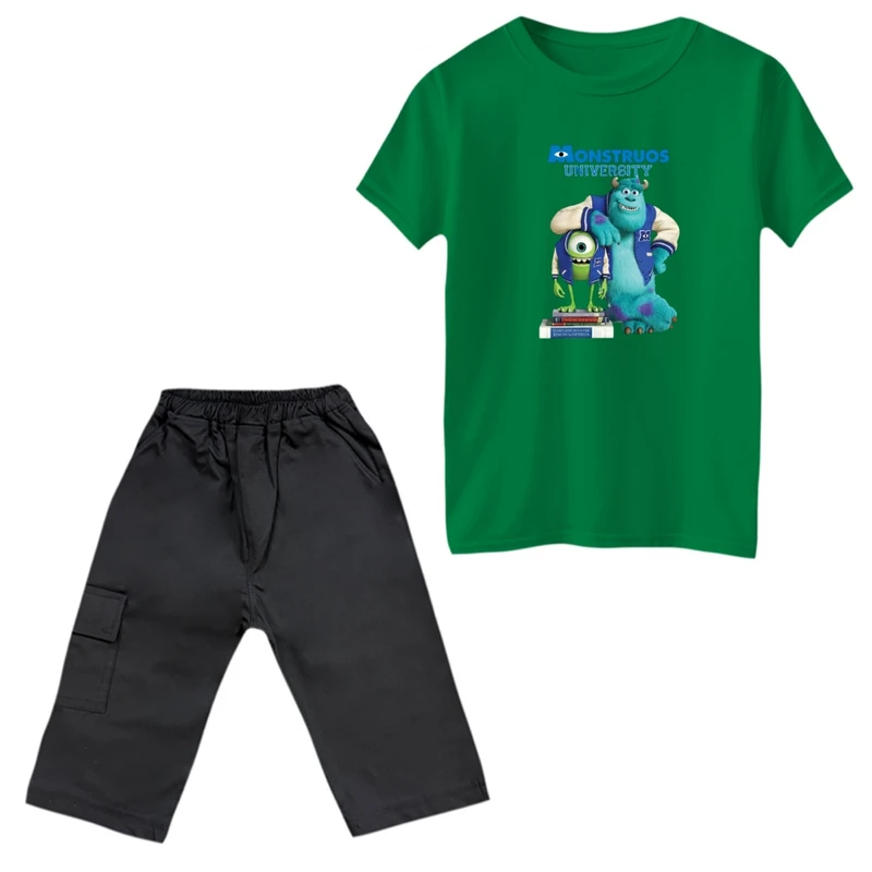 ست تی‌شرت و شلوارک پسرانه مدل دانشگاه هیولاها