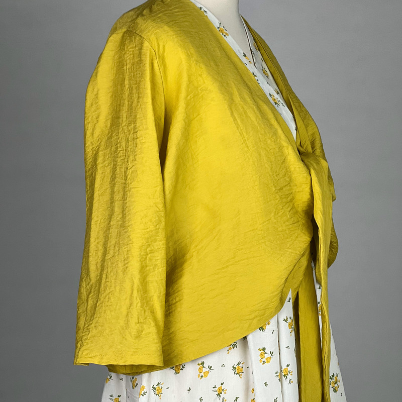 ست پیراهن و شومیز زنانه مدل گل گلی چین دار گره ای کد AK1108 رنگ زرد
