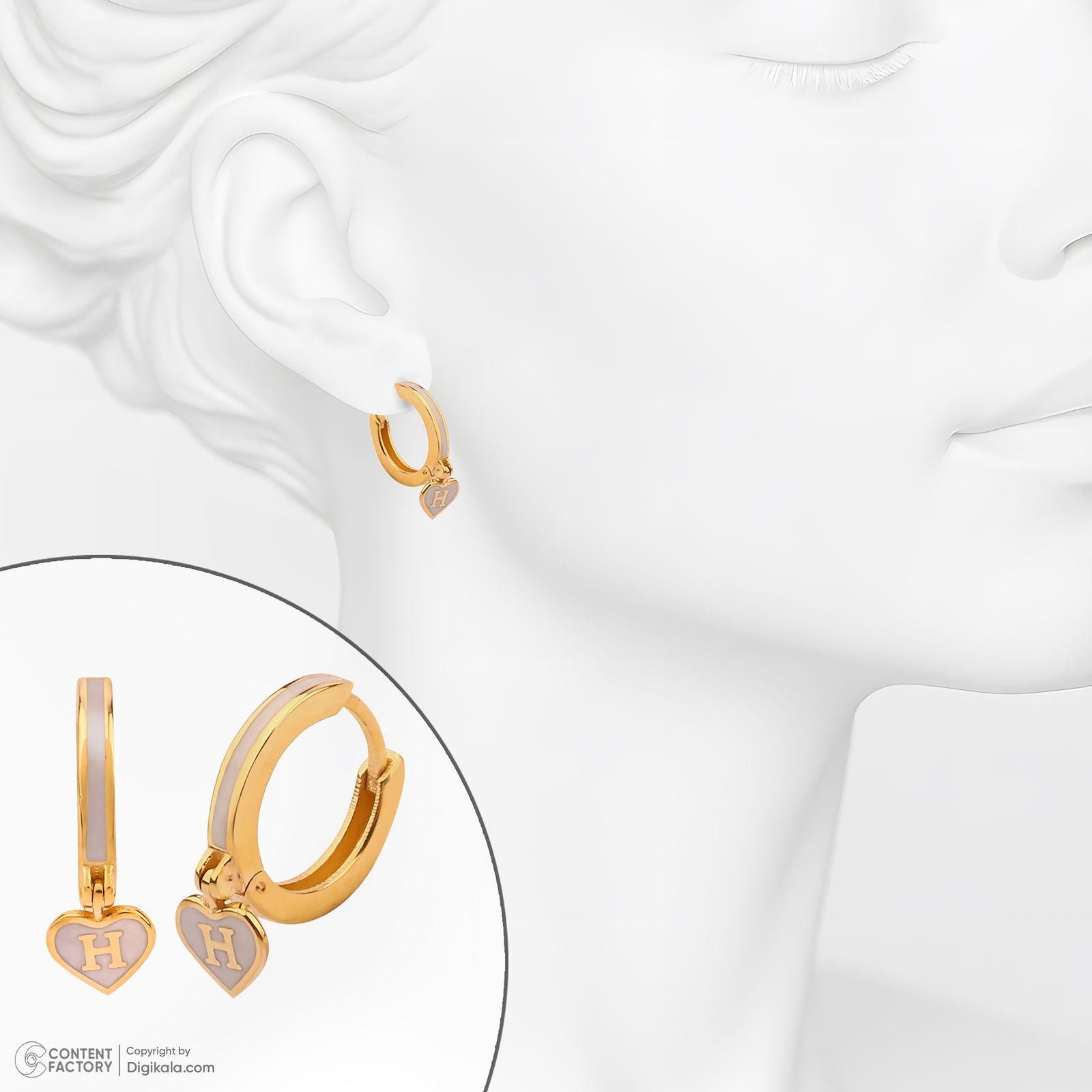 گوشواره حلقه‌ای طلا کم اجرت  18 عیار زنانه گلدم مدل E244025 -  - 6