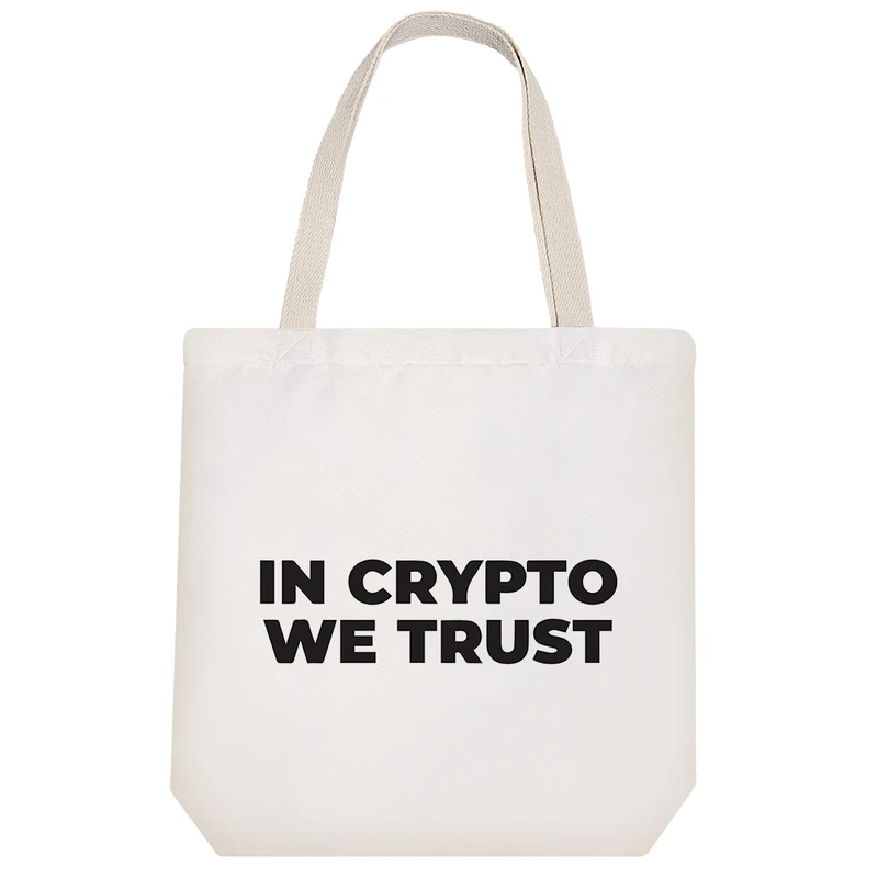 ساک خرید پارچه ای خندالو طرح In Crypto We Trust مدل توت بگ کد 6539